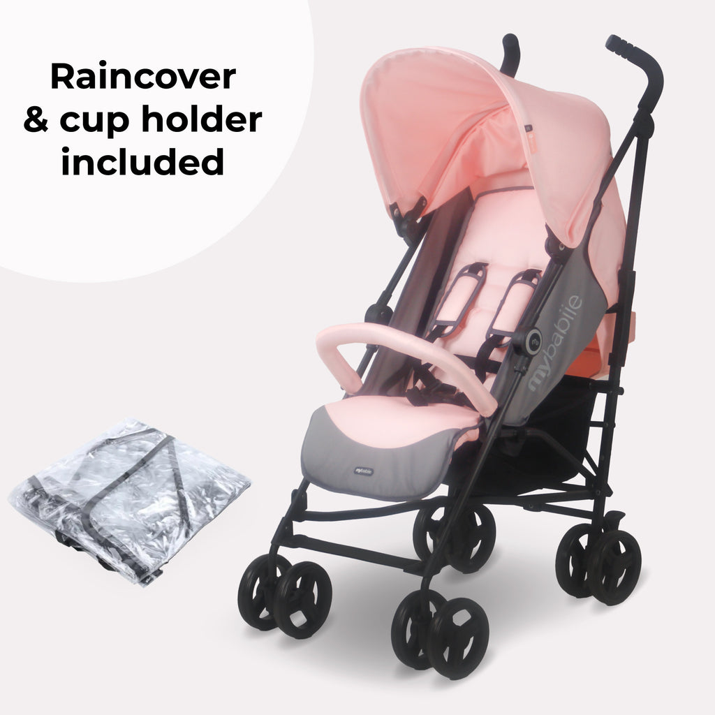 My Babiie MB02 Plus Lightweight Stroller - Pink and Grey