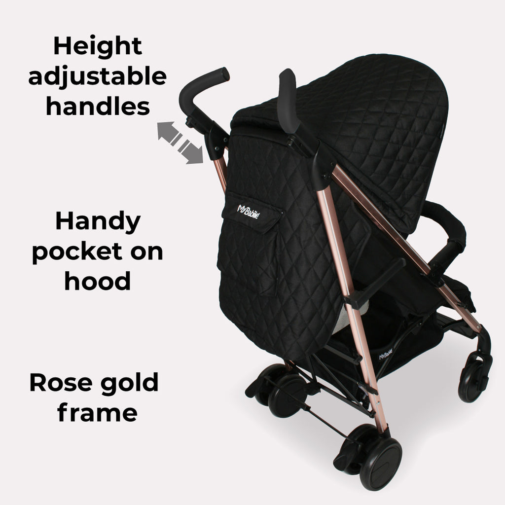 My Babiie MB51 Plus Stroller - Quilted Black