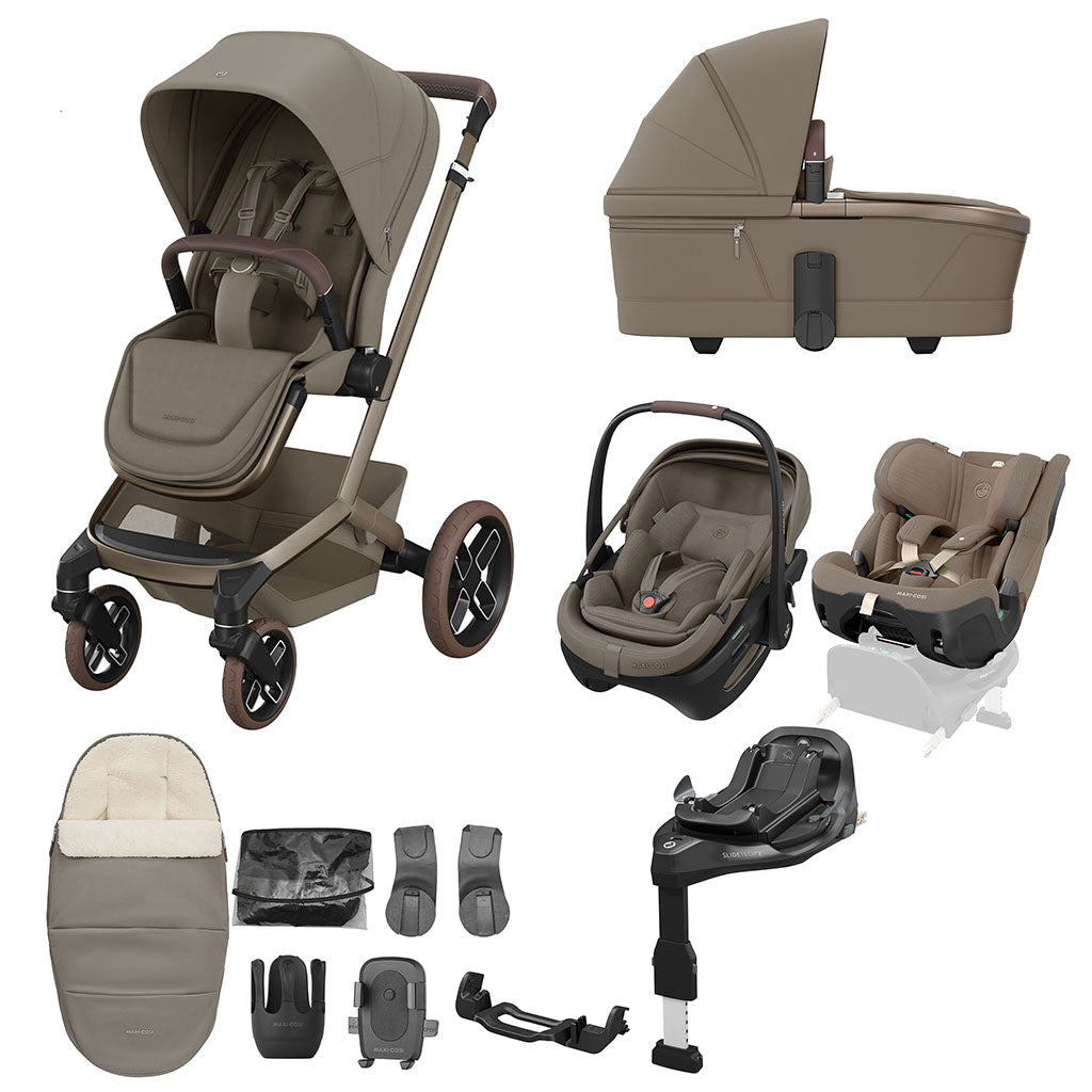 Maxi Cosi Fame 10 Piece Ultimate Family XL Travel System Oak Truffle