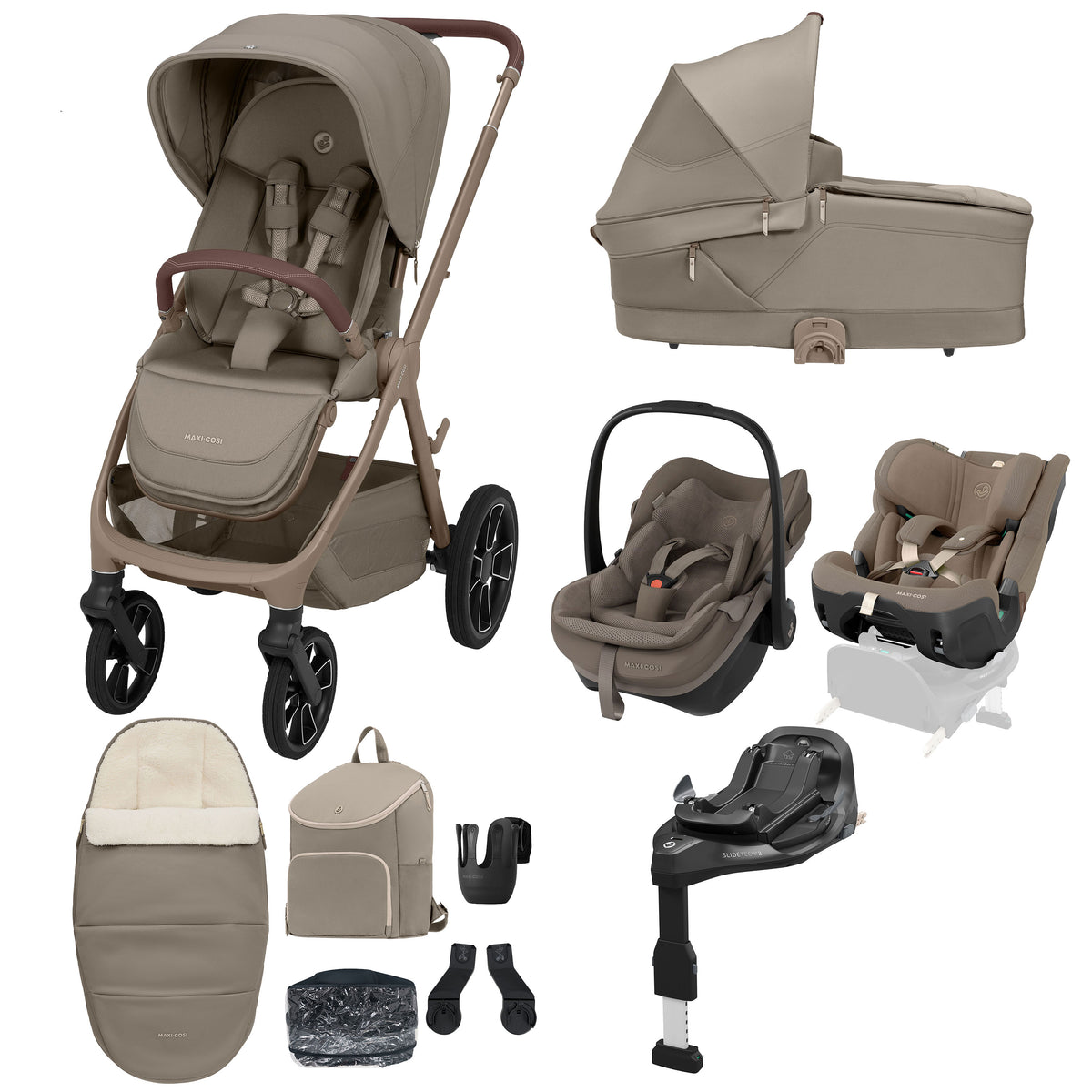 Maxi Cosi Oxford Plus 10 Piece Premium Travel System Oak Truffle