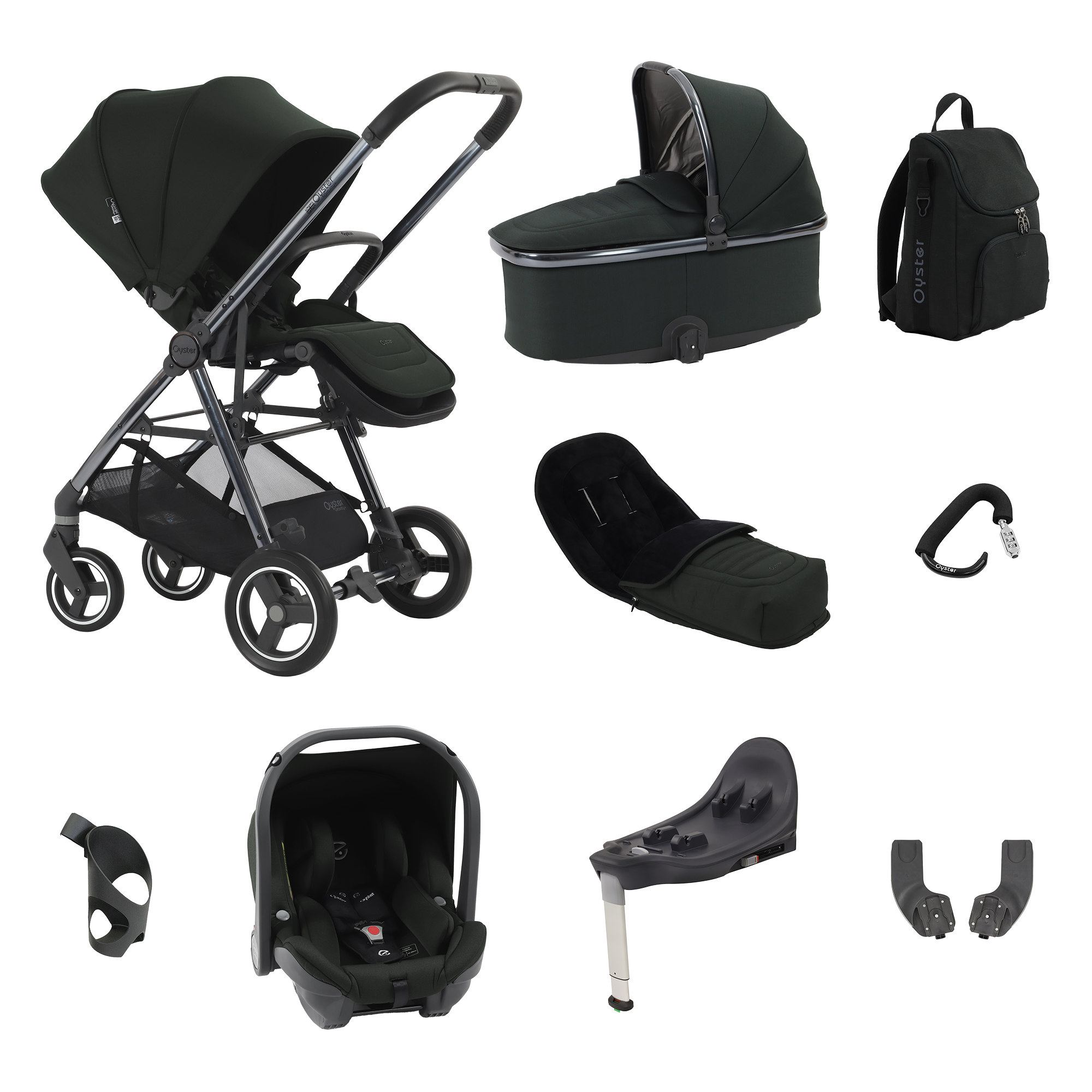 Babystyle Oyster Gravity+ Stroller 9 Piece Bundle - Black Olive