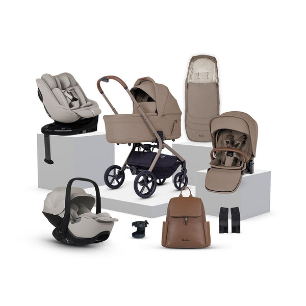 Silver Cross Breez Ultimate 360 Family Natural Taupe Car Seat Bundle - Champagne