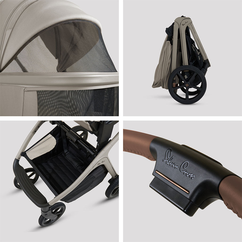 Silver Cross Cove Pushchair Ultimate 360 Car Seat Bundle - Champagne