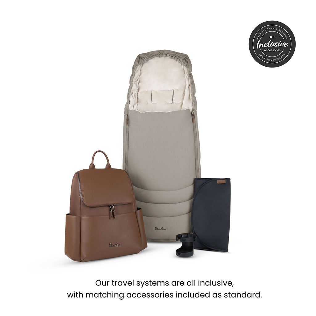 Silver Cross Cove Pushchair Ultimate 360 Car Seat Bundle - Champagne