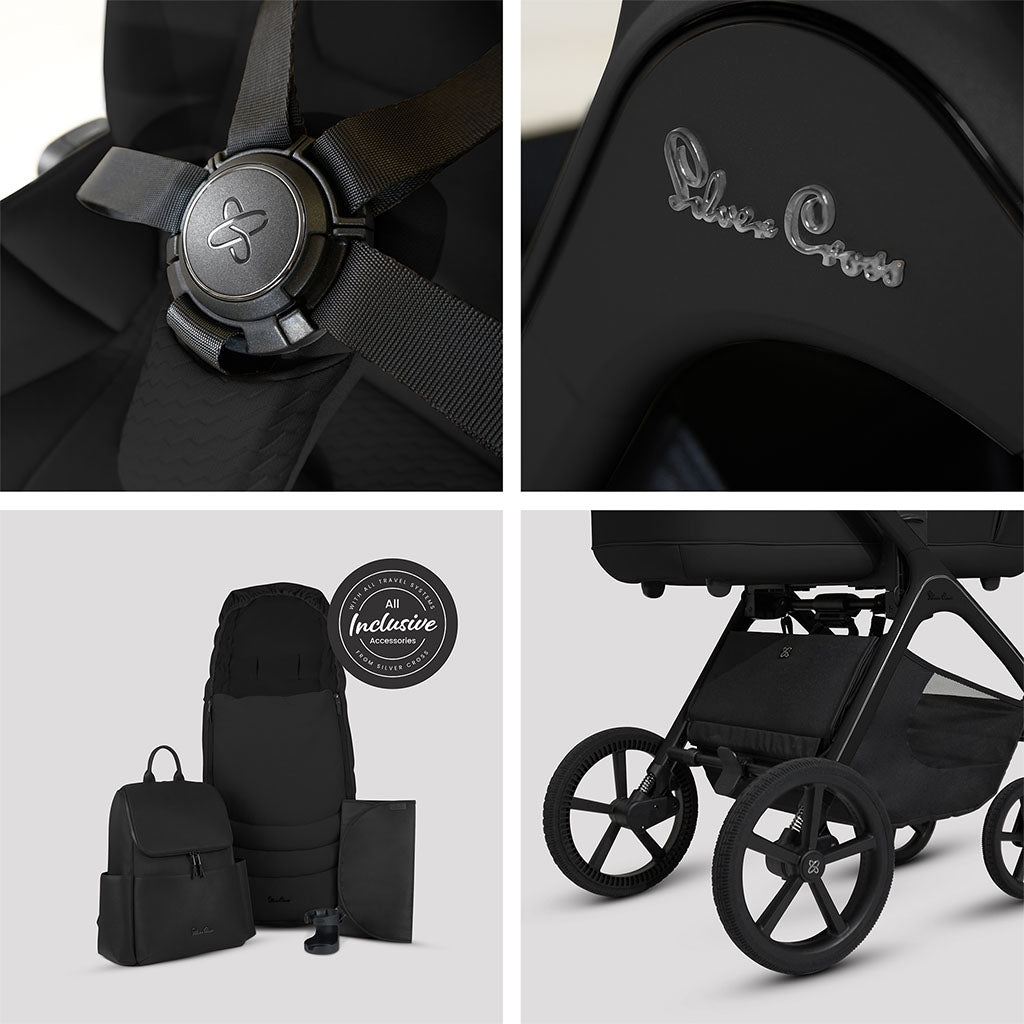Silver Cross Cove Pushchair Ultimate 360 Family Car Seat Bundle - Onyx