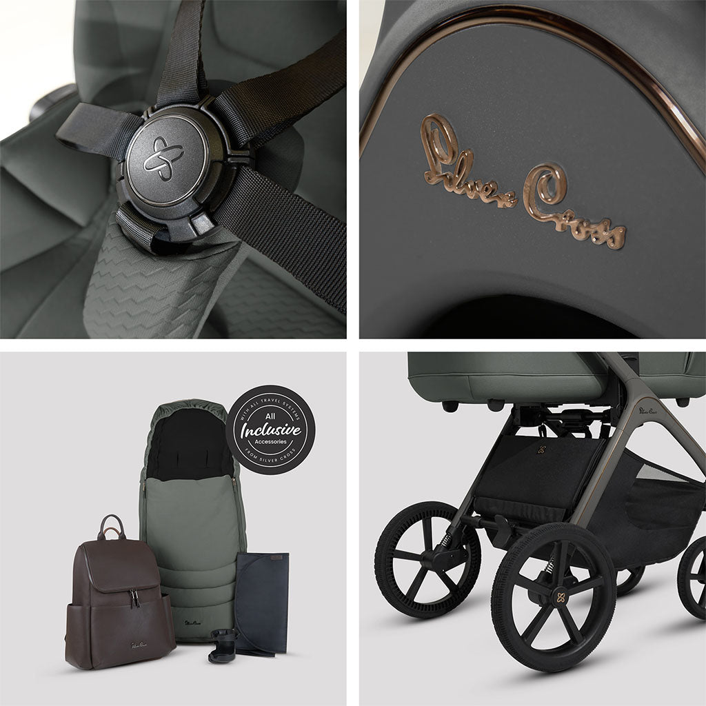 Silver Cross Cove Pushchair Ultimate 360 Family Car Seat Bundle - Pewter