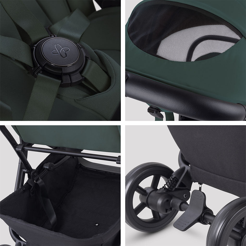 Silver Cross Nia Stroller and Carrycot - Conifer