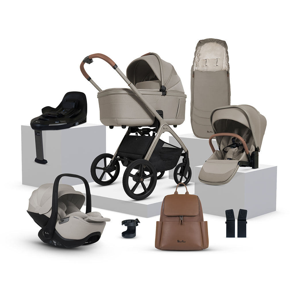 Silver Cross Cove Pushchair Ultimate 360 Car Seat Bundle - Champagne
