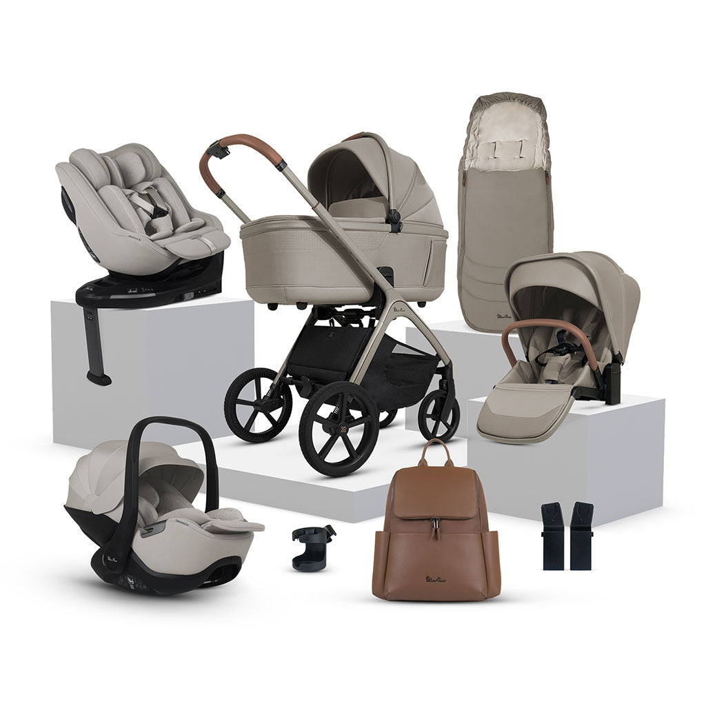 Silver Cross Cove Pushchair Ultimate 360 Family Car Seat Bundle - Champagne