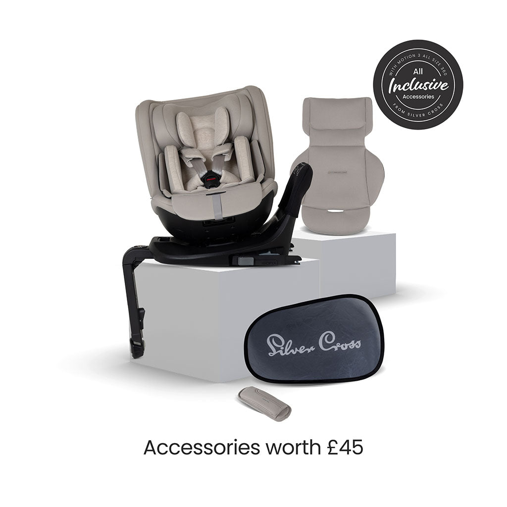 Silver Cross Motion 3 All Size 360 Rotating Car Seat Natural Taupe 13