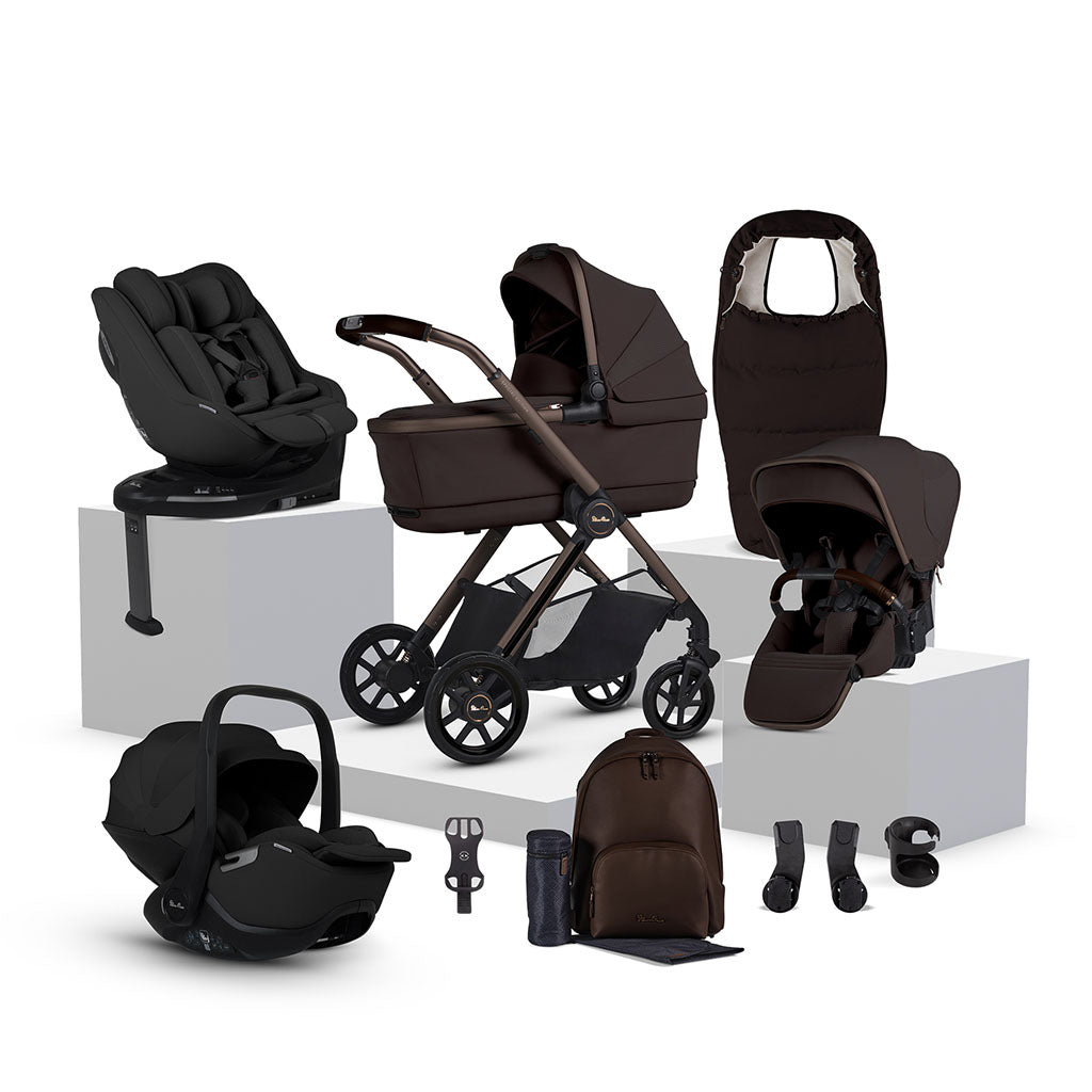 Silver Cross Reef 2 Special Edition Ultimate 360 Iconic Black Car Seat Family Bundle - Ganache