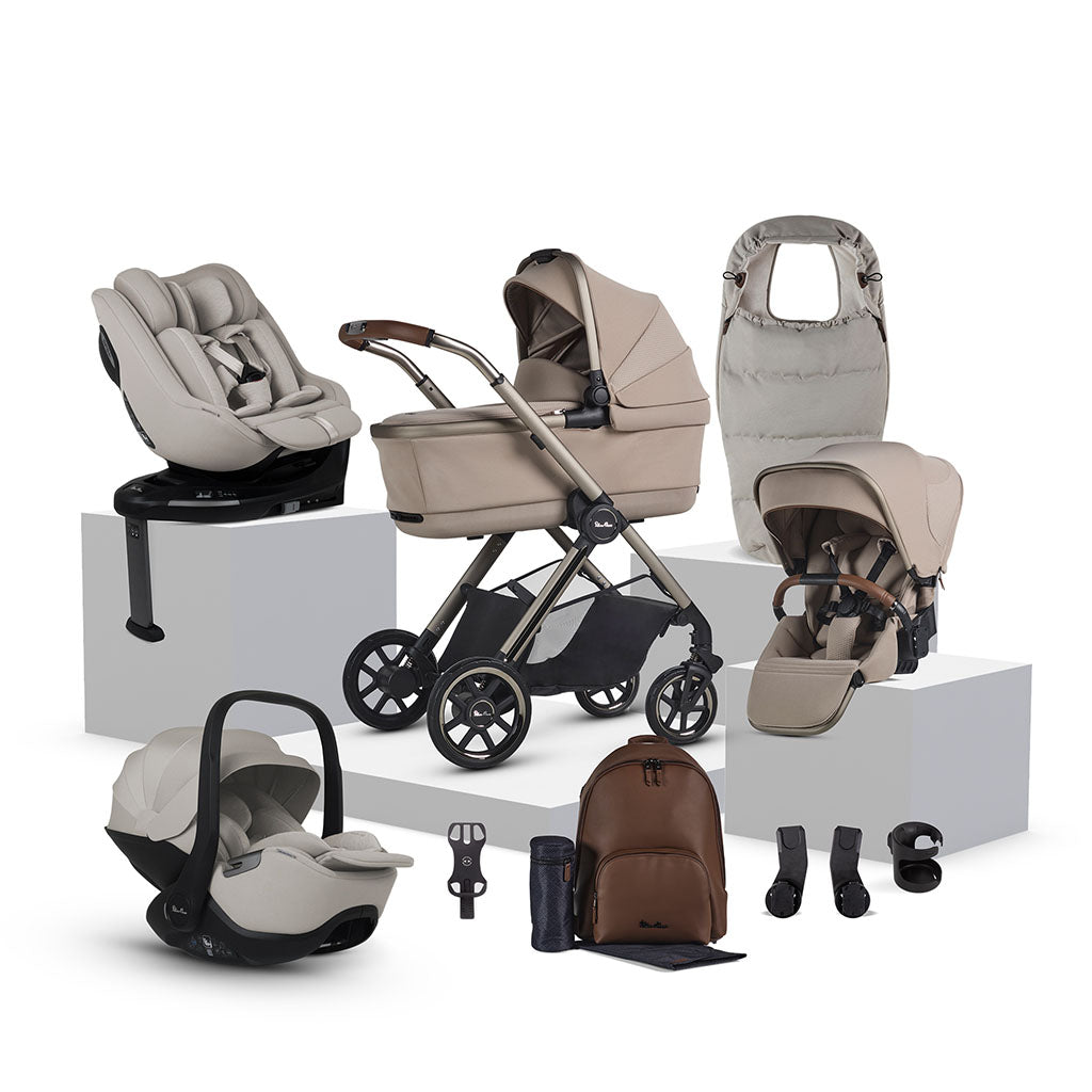 Silver Cross Reef 2 Special Edition Ultimate 360 Natural Taupe Car Seat Family Bundle - Frappe