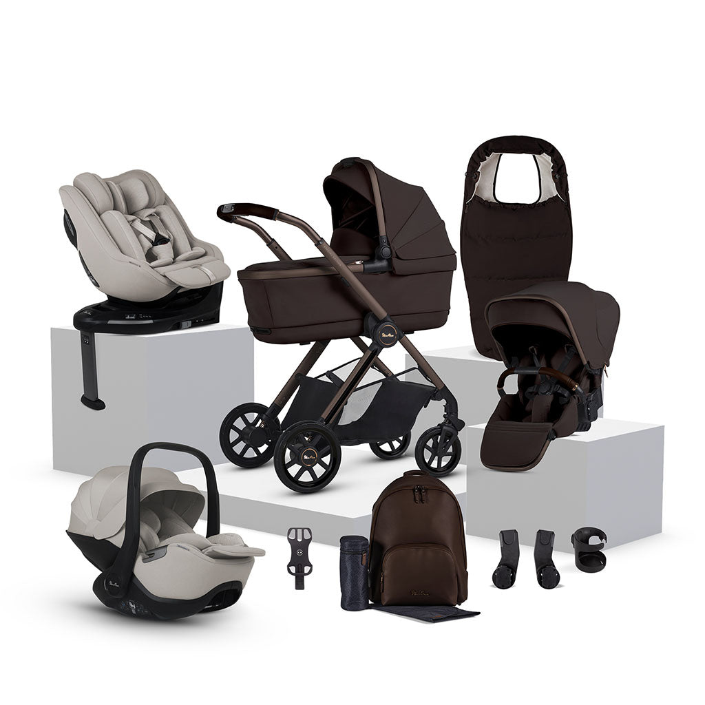 Silver Cross Reef 2 Special Edition Ultimate 360 Natural Taupe Car Seat Family Bundle - Ganache