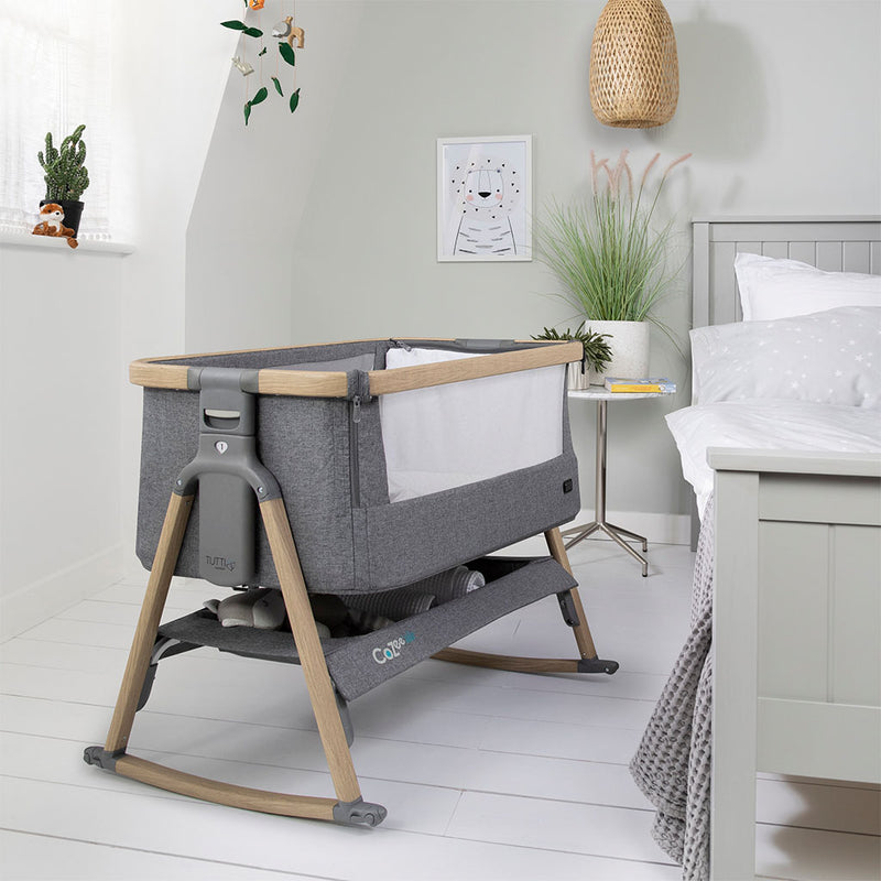 Tutti Bambini CoZee Air Bedside Crib - Oak/Charcoal
