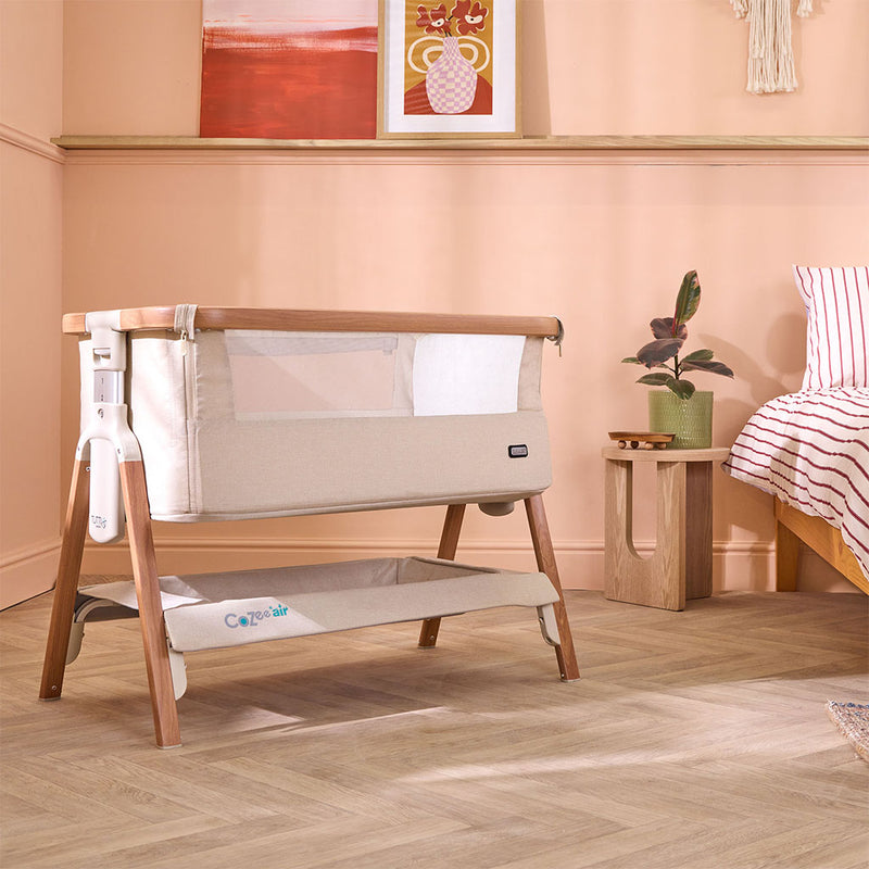 Tutti Bambini CoZee Air Bedside Crib - Scandinavian Walnut/Ecru
