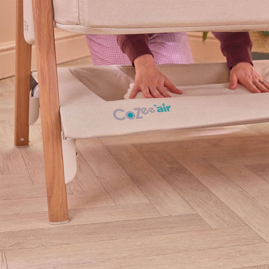 Tutti Bambini CoZee Air Bedside Crib - Scandinavian Walnut/Ecru