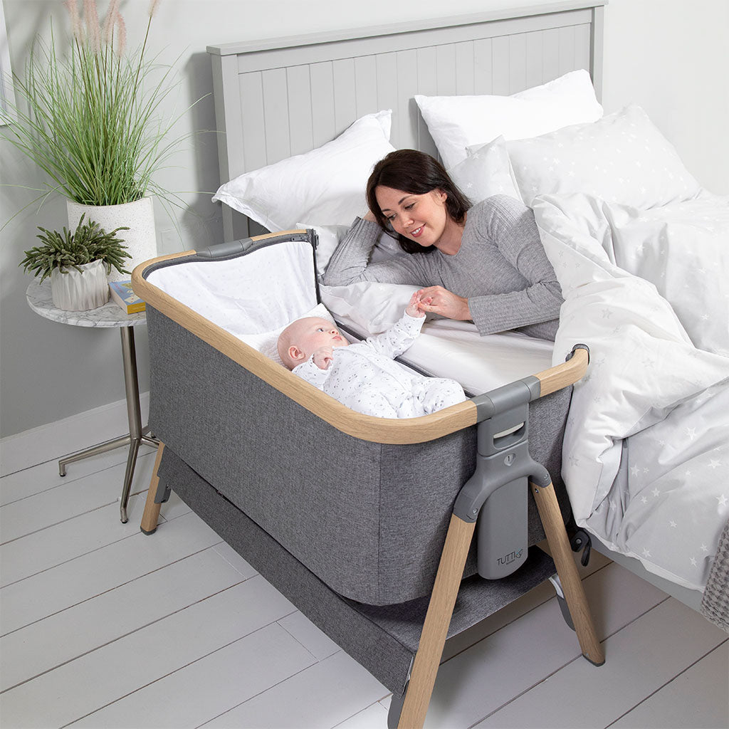 Tutti Bambini CoZee Bedside Crib - Oak/Charcoal