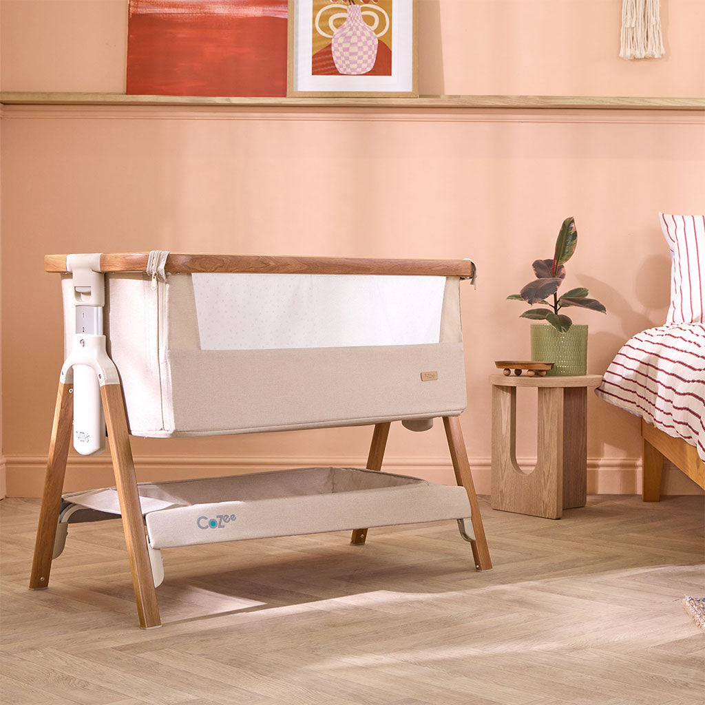 Tutti Bambini CoZee Bedside Crib - Scandinavian Walnut/Ecru