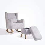 Tutti Bambini Harper Wingback Rocking Chair & Footstool - Teddy Cloud Grey