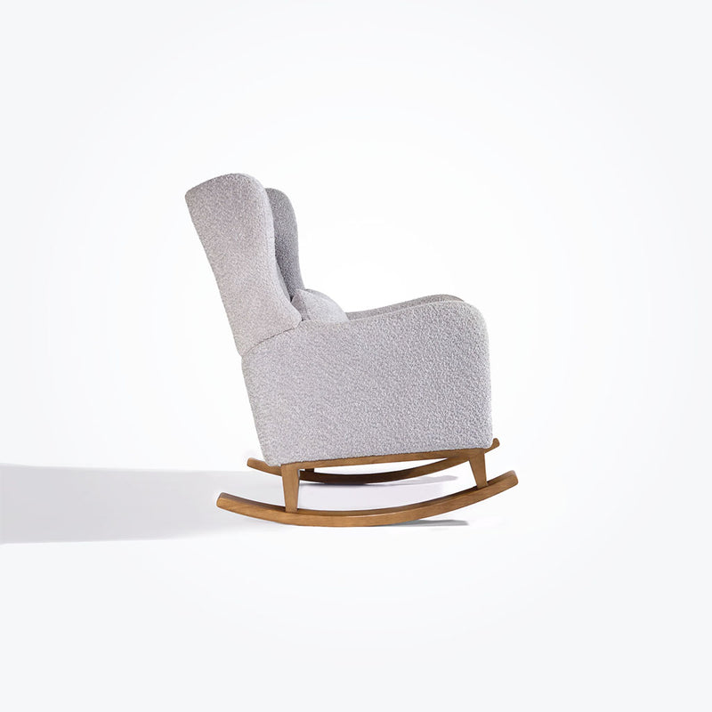 Tutti Bambini Harper Wingback Rocking Chair & Footstool - Teddy Cloud Grey