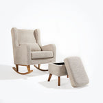 Tutti Bambini Harper Wingback Rocking Chair & Footstool - Teddy Mushroom