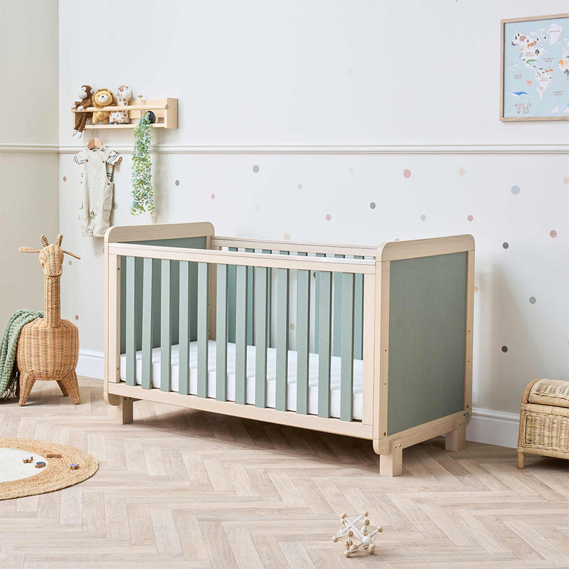 Tutti Bambini Kuba Cot Bed - Golden Oak & Sage Weave