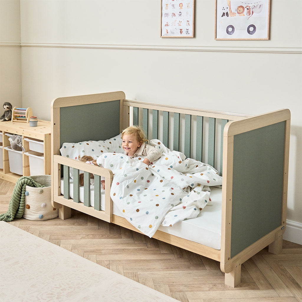 Tutti Bambini Kuba Cot Bed - Golden Oak & Sage Weave