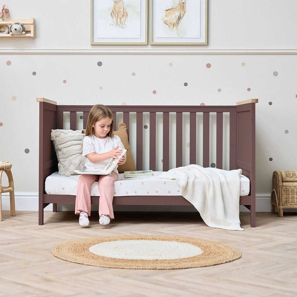 Tutti Bambini Misha Cot Bed - Mulberry & Golden Oak