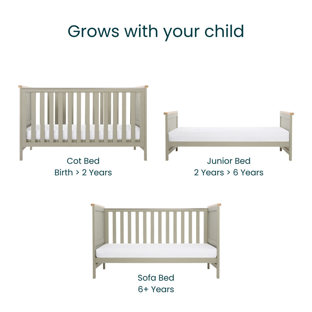Tutti Bambini Misha Cot Bed - Sage & Golden Oak