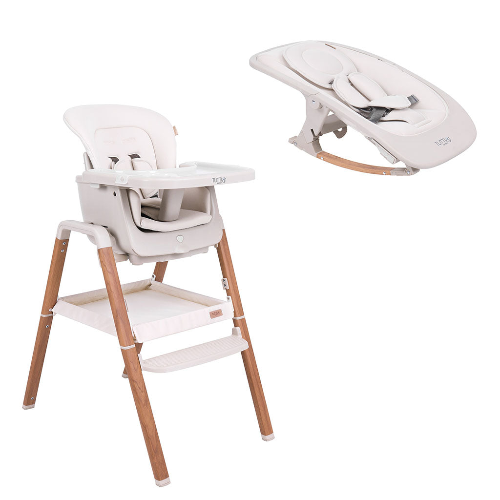 Tutti Bambini Nova Birth to 12 Years Complete Highchair Package - Ecru/Scandinavian Walnut