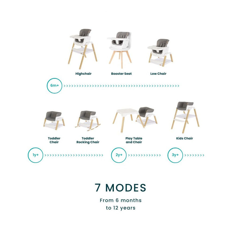 Tutti Bambini Nova Evolutionary Highchair - Ecru/Scandinavian Walnut