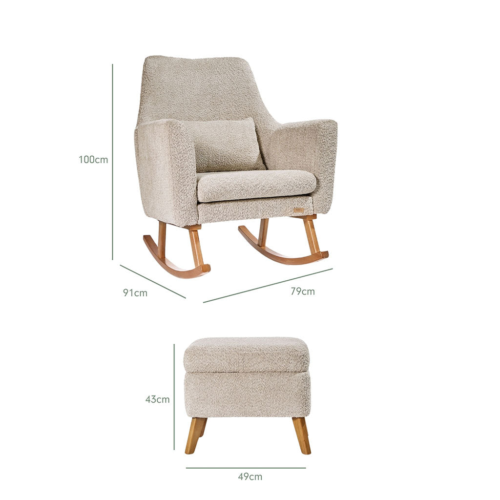 Tutti Bambini Oscar Luxe Rocking Chair & Footstool - Teddy Mushroom