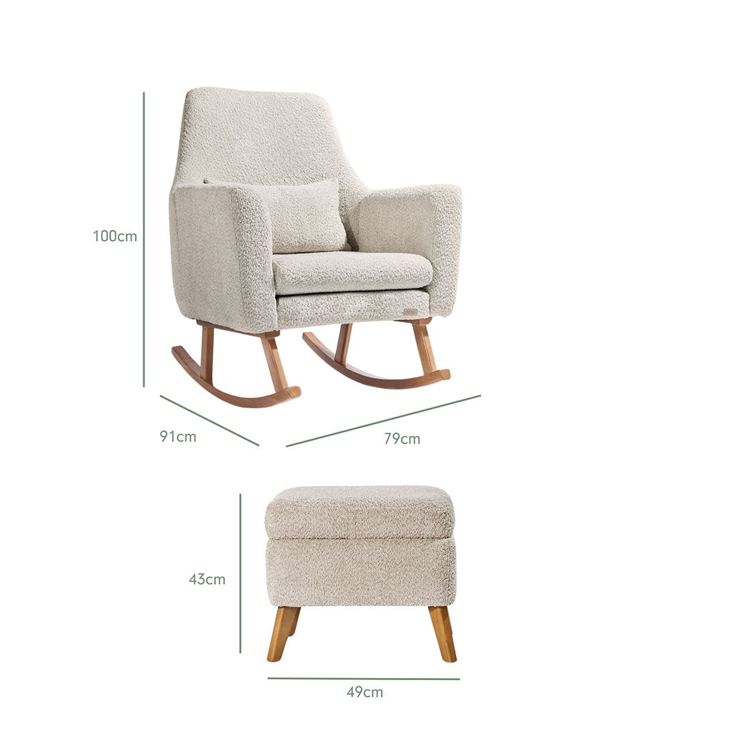 Tutti Bambini Oscar Luxe Rocking Chair & Footstool - Teddy Sage