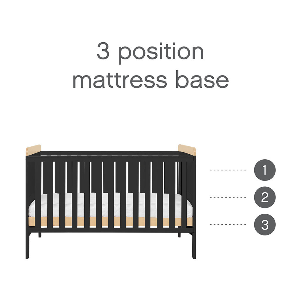 Tutti Bambini Rio Cot Bed with Cot Top Changer & Mattress - Slate Grey/Oak