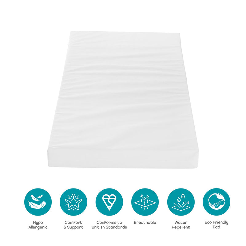 Tutti Bambini Rio Cot Bed with Cot Top Changer & Mattress - Slate Grey/Oak