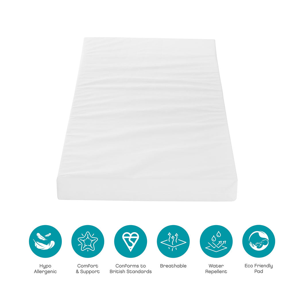 Tutti Bambini Rio Cot Bed with Cot Top Changer & Mattress - Slate Grey/Oak