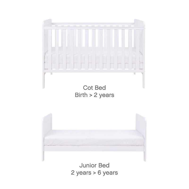 Tutti Bambini Rio Cot Bed with Cot Top Changer & Mattress - White