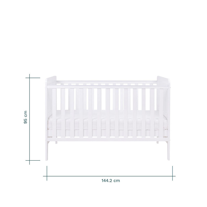 Tutti Bambini Rio Cot Bed with Cot Top Changer & Mattress - White