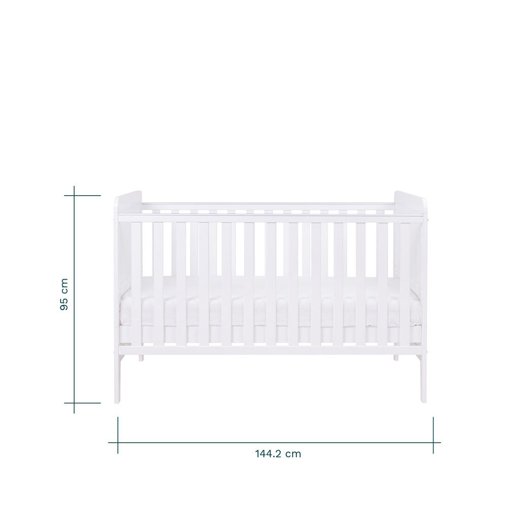 Tutti Bambini Rio Cot Bed with Cot Top Changer & Mattress - White