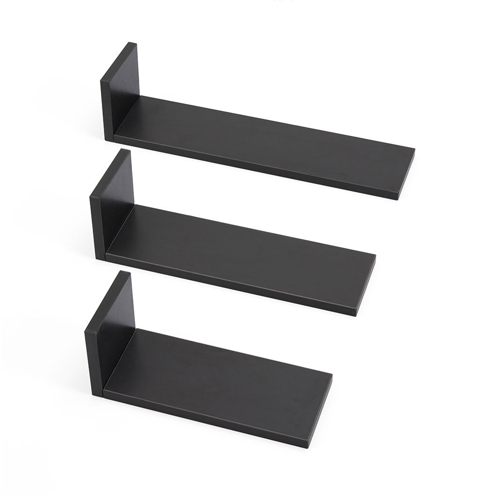 Tutti Bambini Rio Set of Three L-Shaped Wall Shelves - Slate Grey