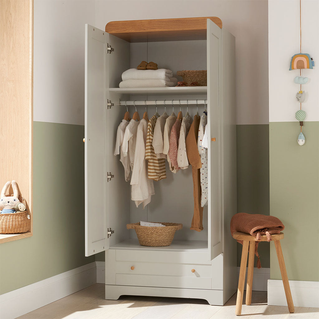 Tutti Bambini Rio Wardrobe - Dove Grey/Honey Oak