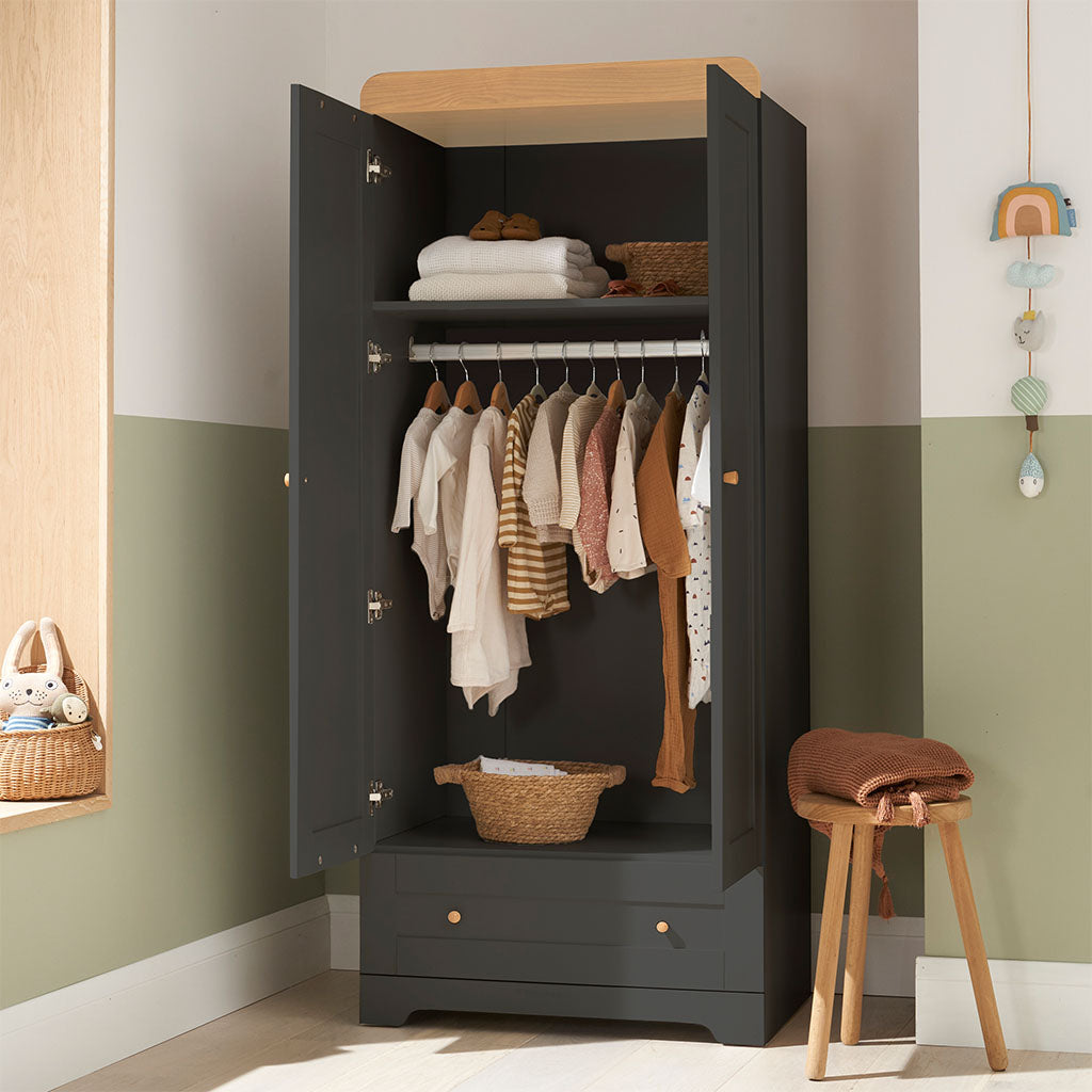 Tutti Bambini Rio Wardrobe - Slate/Honey Oak