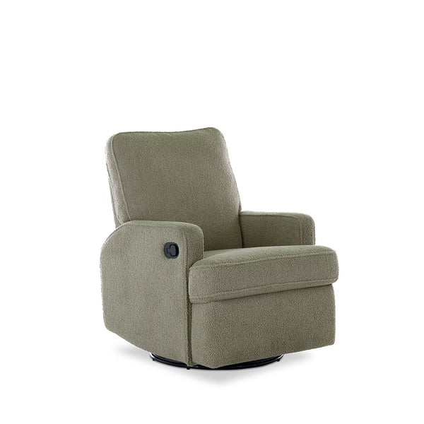 Obaby Madison Swivel Glider Recliner Chair - Teddy Fabric Olive