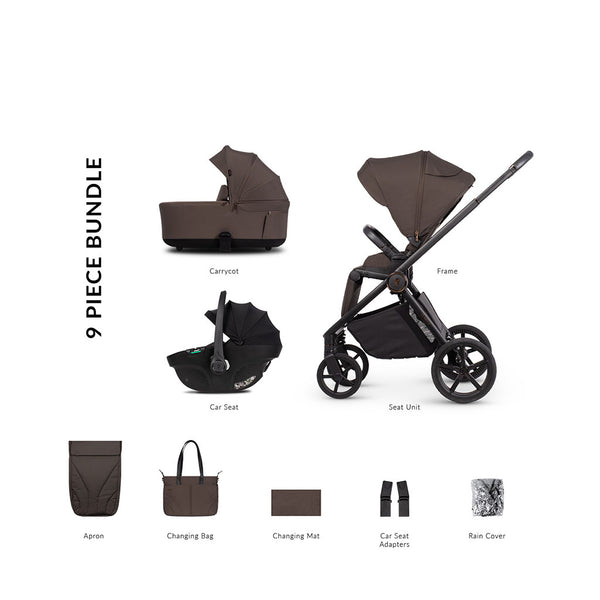 Venicci Claro 2 Comfort Bundle with Tiago Black - Chocolate