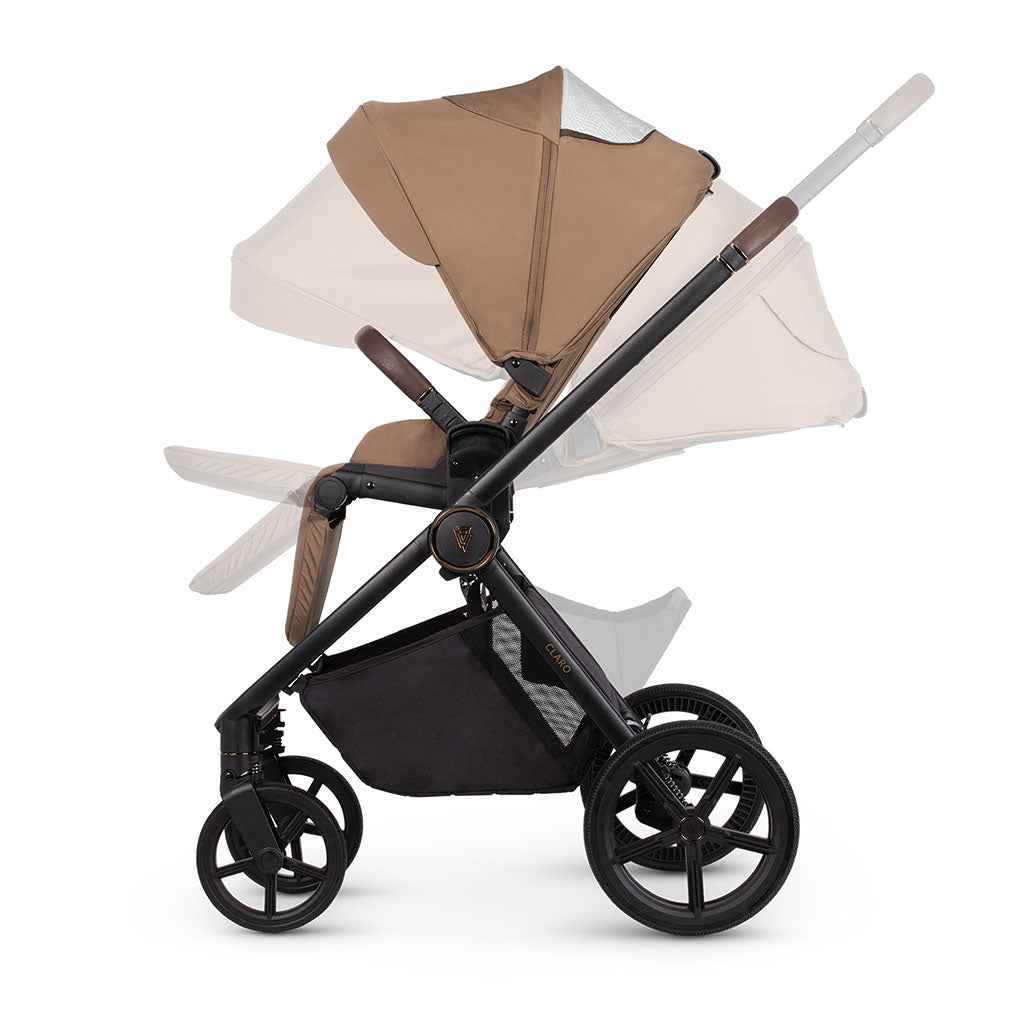 Venicci Claro 3 in 1 Pushchair with Tiago Black Car Seat - Caramel
