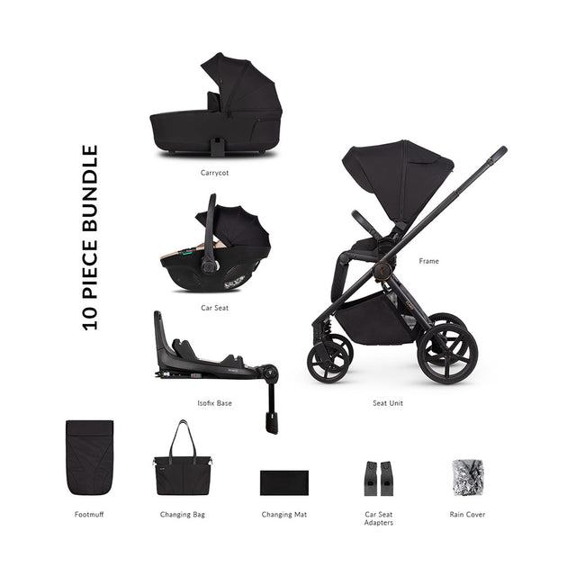 Venicci Claro 3 in 1 Pushchair with Tiago Beige Car Seat and Base - Noir