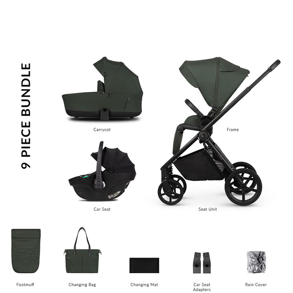 Venicci Claro 3 in 1 Pushchair with Tiago Black Car Seat - Forest