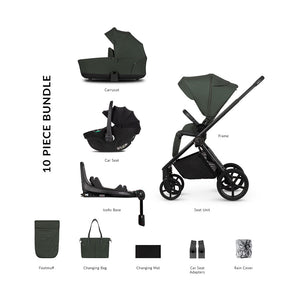 Venicci Claro 3 in 1 Pushchair with Tiago Black Car Seat and Base - Forest