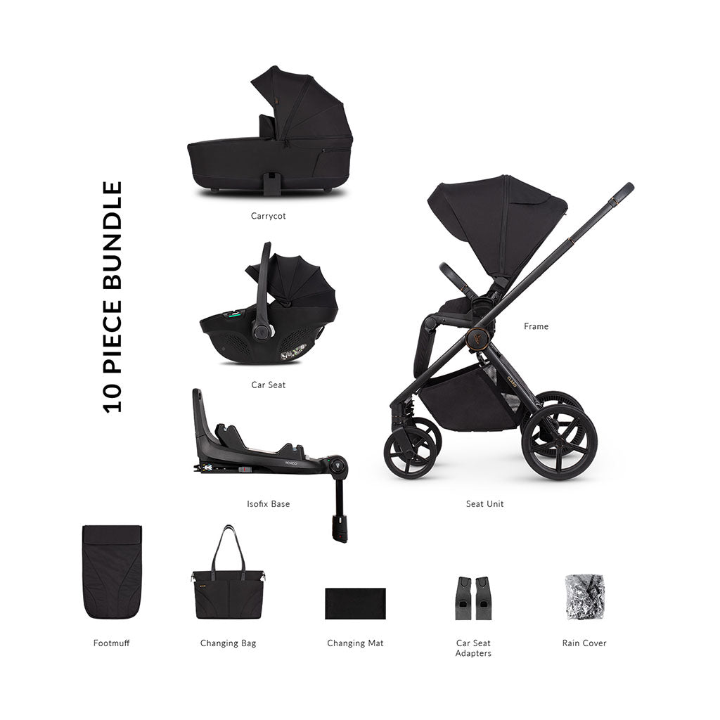 Venicci Claro 3 in 1 Pushchair with Tiago Black Car Seat and Base - Noir
