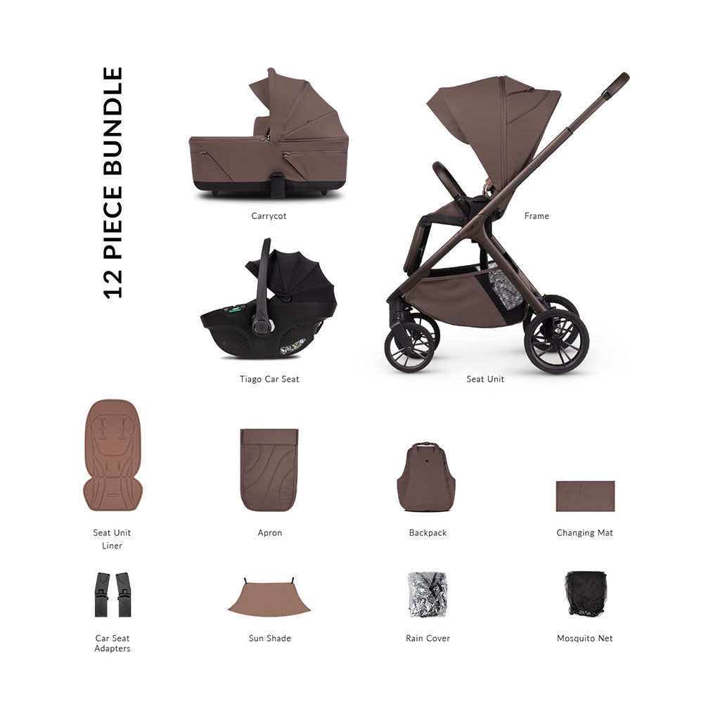Venicci Tila 3in1 Comfort Bundle with Tiago Black Car Seat - Noce